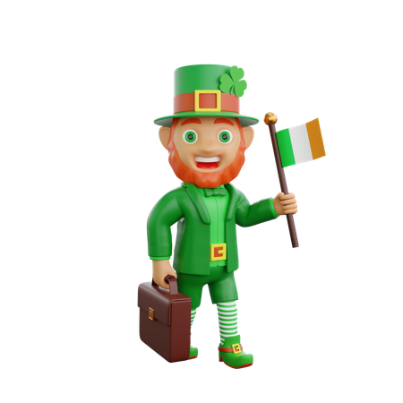 Irish Soldier holding flag  3D Illustration