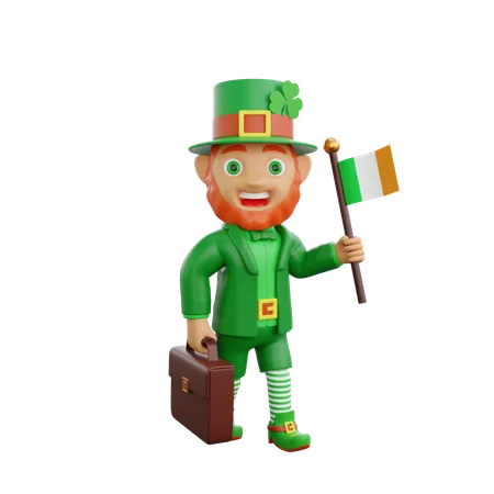 Irish Soldier holding flag  3D Illustration