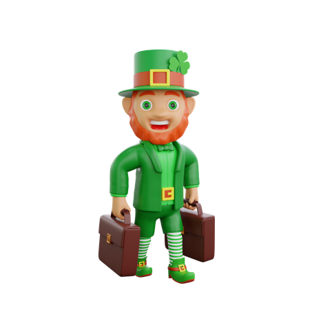 Irish Soldier Is Holding Bag  3D Illustration