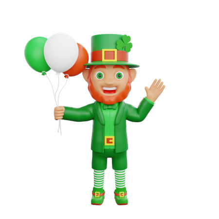 Irish Soldier Is Holding Balloons  3D Illustration