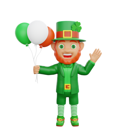 Irish Soldier Is Holding Balloons  3D Illustration