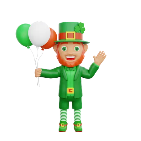 Irish Soldier Is Holding Balloons  3D Illustration