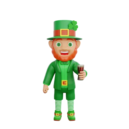 Irish Soldier Is Holding Beer Glass  3D Illustration