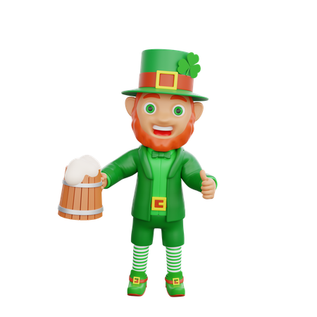 Irish Soldier Is Holding Beer Mug  3D Illustration