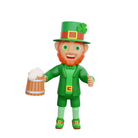 Irish Soldier Is Holding Beer Mug  3D Illustration