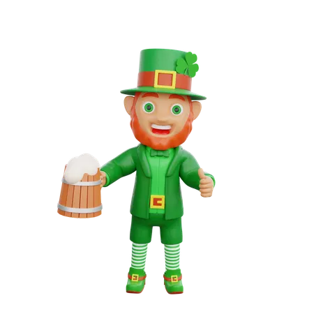 Irish Soldier Is Holding Beer Mug  3D Illustration