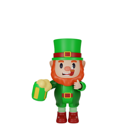 Irishman holding beer cup  3D Illustration