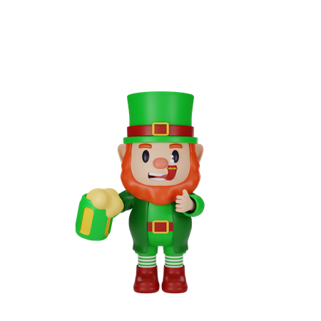 Irishman holding beer cup 3D Illustration