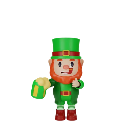 Irishman holding beer cup  3D Illustration
