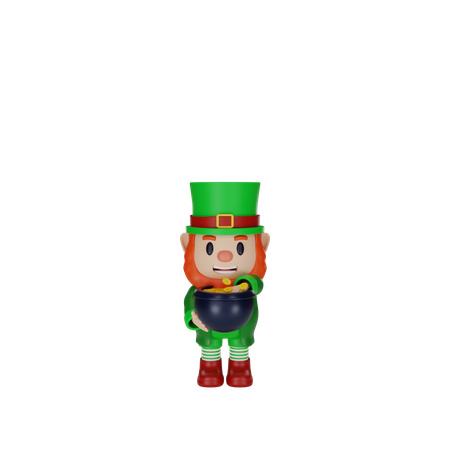 Irishman Holding coin pot  3D Illustration