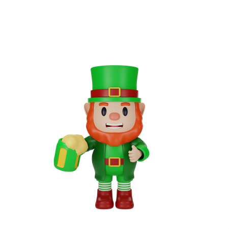 Irishman holding drink cup  3D Illustration