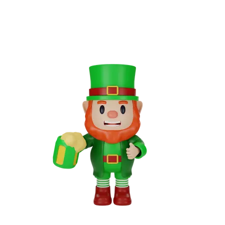 Irishman holding drink cup  3D Illustration