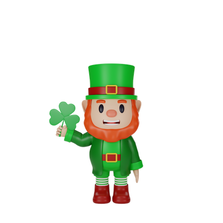 Irishman holding leaf  3D Illustration