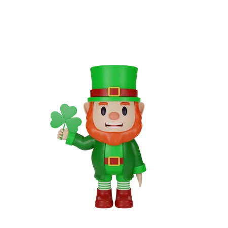 Irishman holding leaf  3D Illustration