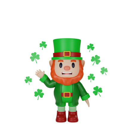 Irishman with leaves  3D Illustration