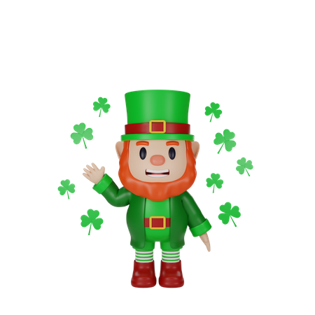 Irishman with leaves 3D Illustration
