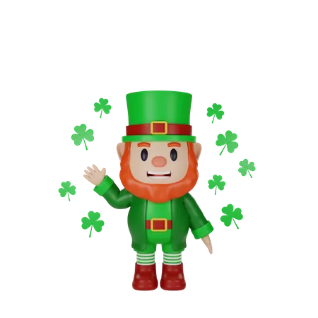 Irishman with leaves  3D Illustration