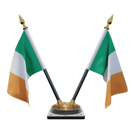Suporte de bandeira de mesa duplo (V) da Irlanda  3D Icon