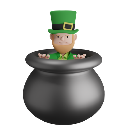 Irlandais debout dans un pot d'argent  3D Illustration
