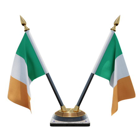 Support de drapeau de bureau double Irlande  3D Flag