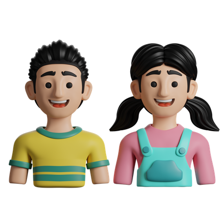 Irmão e irmã  3D Icon