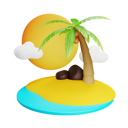 Isla del coco  3D Icon