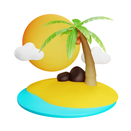 Isla del coco  3D Icon