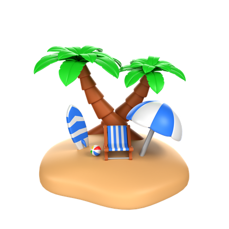 Isla de playa  3D Icon