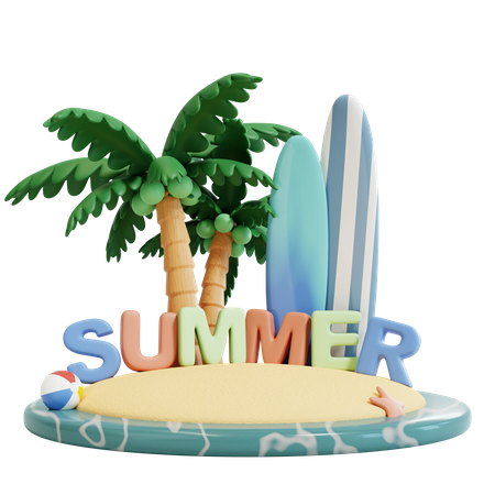 Isla de verano  3D Illustration