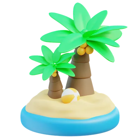 Isla de playa  3D Icon