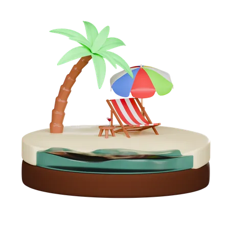 Isla de playa  3D Icon