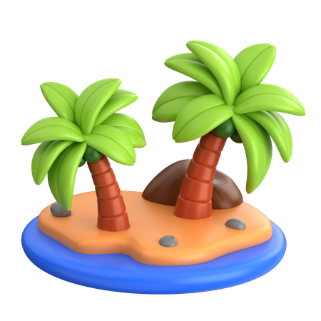 Isla de playa  3D Icon