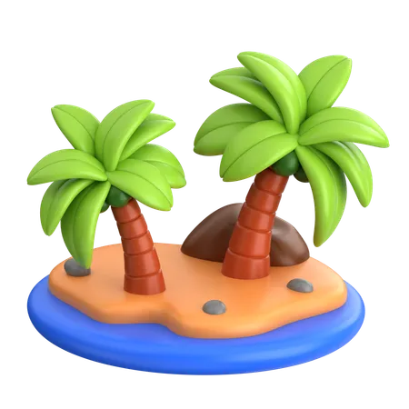 Isla de playa  3D Icon