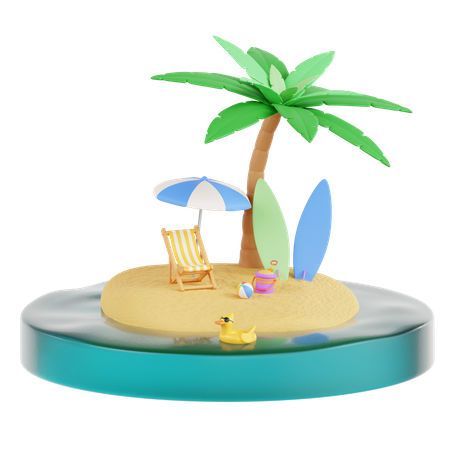 Isla tropical  3D Icon