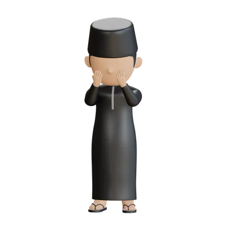 Islamic Boy Doing Prayer  3D Illustration