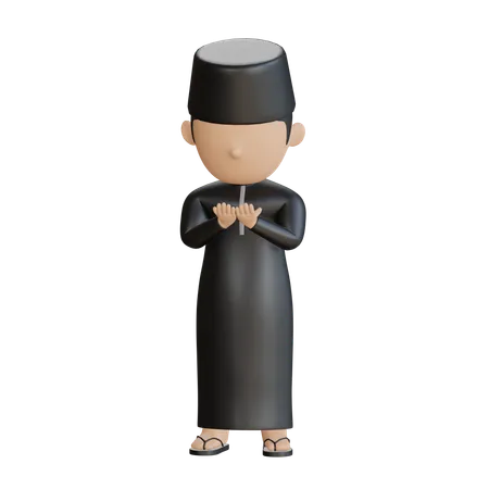 Islamic Boy Doing Prayer  3D Illustration