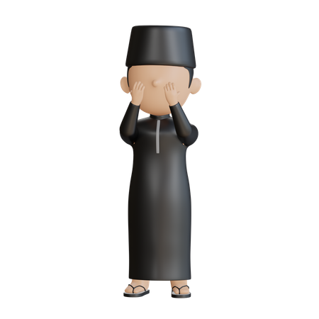 Islamic Boy Doing Islamic Prayer  3D Illustration