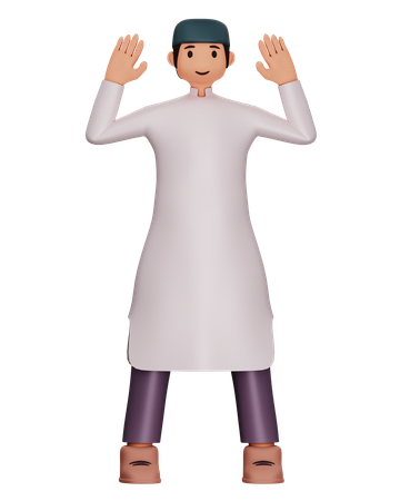 Islamic Boy Is Pointing  3D Illustration