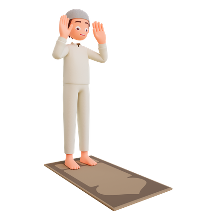 Islamic boy praying  3D Illustration