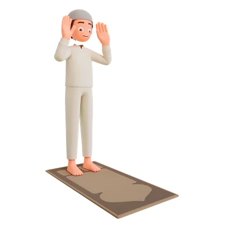 Islamic boy praying  3D Illustration