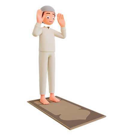 Islamic boy praying 3D Illustration