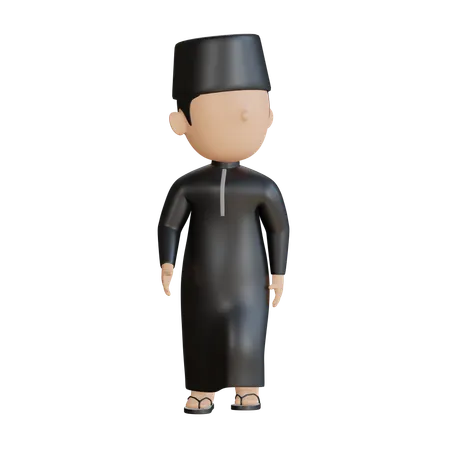 Islamic Boy Walking  3D Illustration