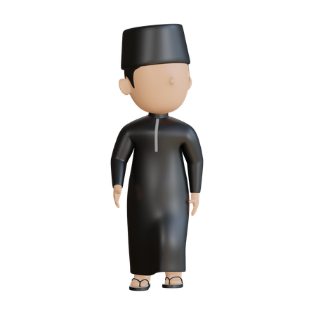 Islamic Boy Walking  3D Illustration