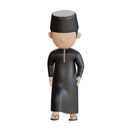 Islamic Boy Wlaking  3D Icon