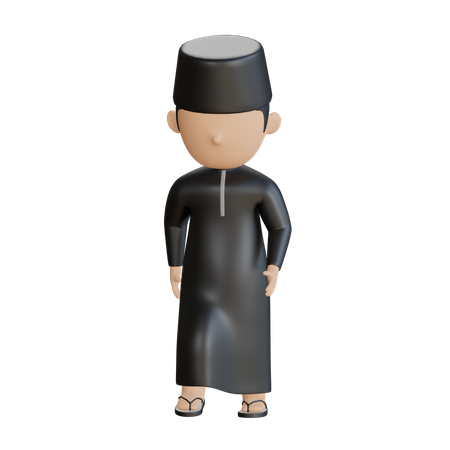 Islamic Boy Wlaking  3D Illustration