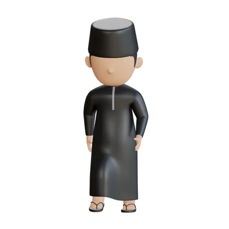 Islamic Boy Wlaking  3D Illustration