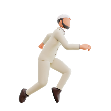 Islamic businessman running  3D Illustration