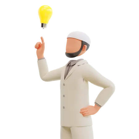 Islamic businessman with an idea  3D Illustration