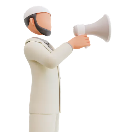 Islamic businessman with megaphone  3D Illustration