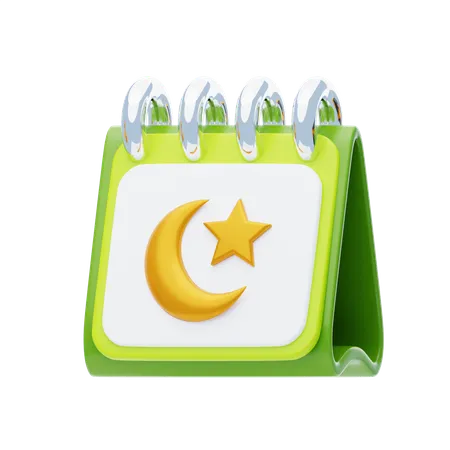 Islamic Calendar 3 D Icon Islamic Calendar 3 D Icon With Crescent Moon And Star 3D Icon